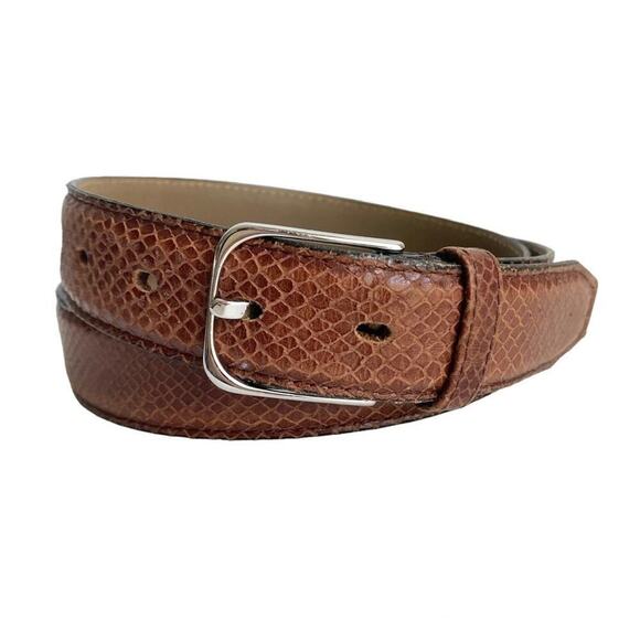 Vintage Brown Snake Embossed Belt Reptile Snakeskin Print Cartoni Unisex 32 - Picture 1 of 8